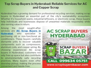 Top Scrap Buyers in Hyderabad Reliable Services for AC and Copper Scrap
