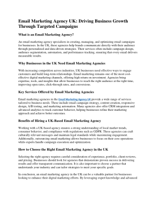 Email Marketing Agency UK