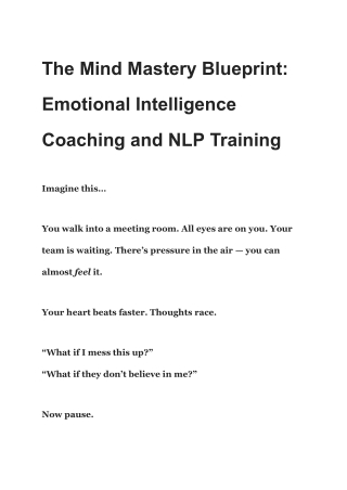 NLP Master Practitioner Course & Emotional Intelligence Training for Employees |