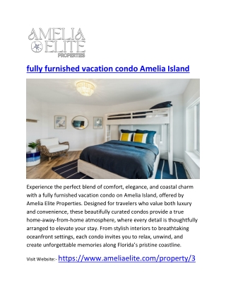 fully furnished vacation condo Amelia Island