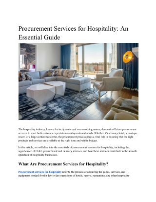 Procurement Services for Hospitality_ An Essential Guide