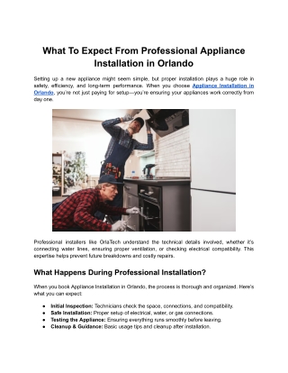 What To Expect From Professional Appliance Installation in Orlando