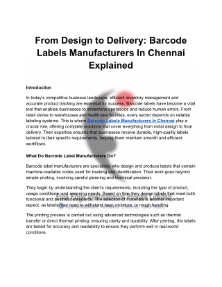 From Design to Delivery: Barcode Labels Manufacturers In Chennai Explained