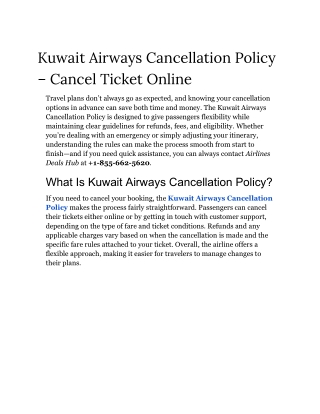 Kuwait Airways Cancellation Policy