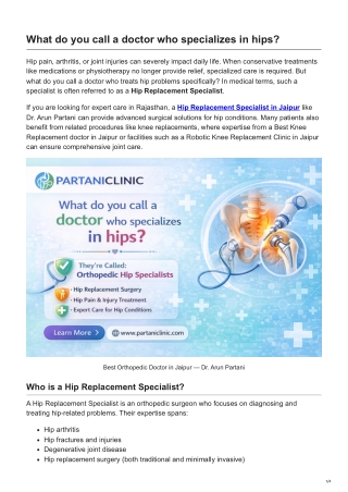 What do you call a doctor who specializes in hips