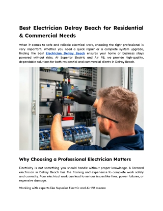 Best Electrician Delray Beach for Residential & Commercial Needs