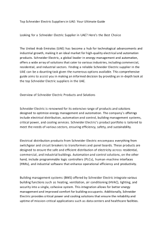 Schneider Electric Supplier in UAE | VMV Solutions LLC