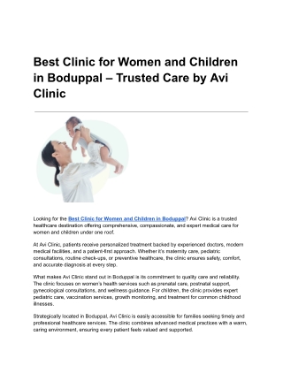 _Best Clinic for Women and Children in Boduppal – Trusted Care by Avi Clinic