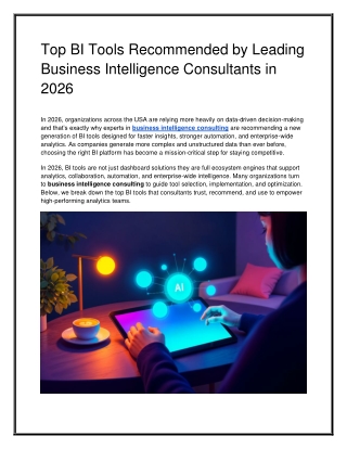 Top BI Tools Recommended by Leading Business Intelligence Consultants in 2026