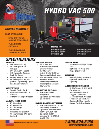 High-Performance Hydro Jetter for Efficient Cleaning and Excavation | HotJet USA