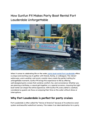 How Sunfun Ftl Makes Party Boat Rental Fort Lauderdale Unforgettable