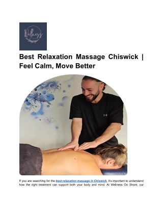 Best Relaxation Massage Chiswick | Feel Calm, Move Better