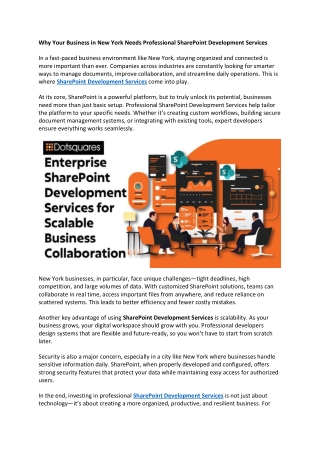 Why Your Business in New York Needs Professional SharePoint Development Services