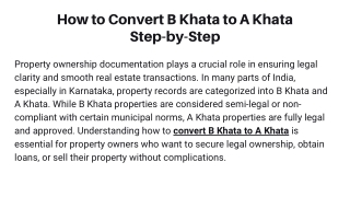 How to Convert B Khata to A Khata Step-by-Step