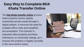 Easy Way to Complete BDA Khata Transfer Online
