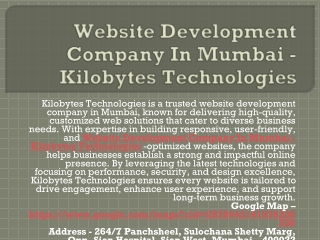 Best Web Development Company In Mumbai - Kilobytes Technologies