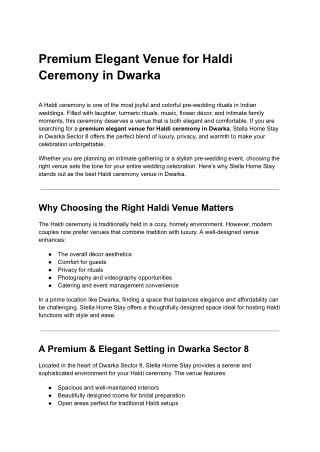 9. Premium Elegant Venue for Haldi Ceremony in Dwarka