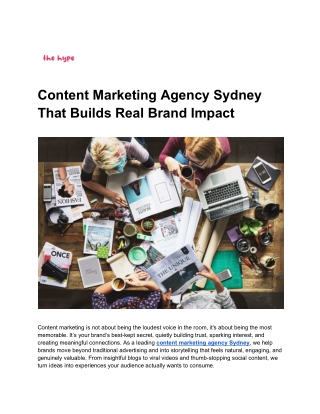 Content Marketing Agency Sydney That Builds Real Brand Impact