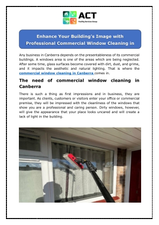 Commercial window cleaning services in Canberra