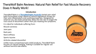 TheraWolf Balm Reviews: Natural Pain Relief for Fast Muscle Recovery!