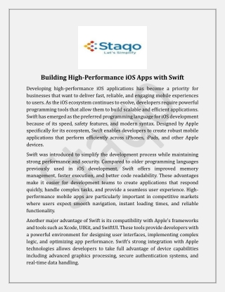Building High-Performance iOS Apps with Swift