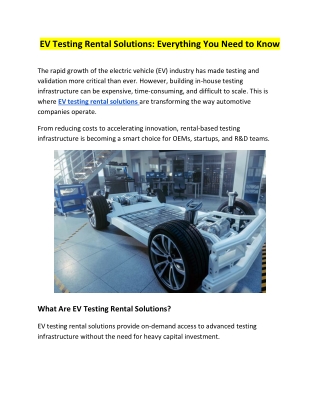 EV Testing Rental Solutions - Everything You Need to Know