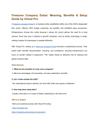 Freezone Company Dubai_ Meaning, Benefits & Setup Guide by Virtual Pro