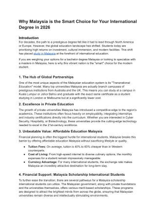 Why Malaysia is the Smart Choice for Your International Degree in 2026