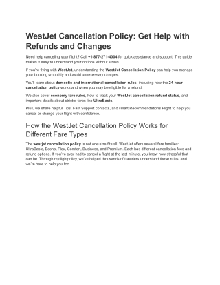 WestJet Cancellation Policy_ Get Help with Refunds and Changes