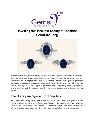 Unveiling the Timeless Beauty of Sapphire Gemstone Ring