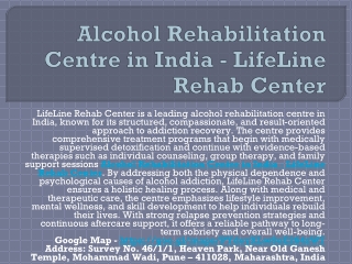 Alcohol Rehabs Centre in India  - LifeLine Rehab center