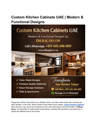 Modern Kitchen Cabinets UAE | Custom Designs