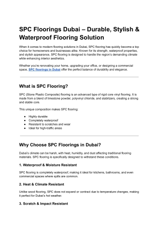 SPC Floorings Dubai – Durable, Stylish & Waterproof Flooring Solution