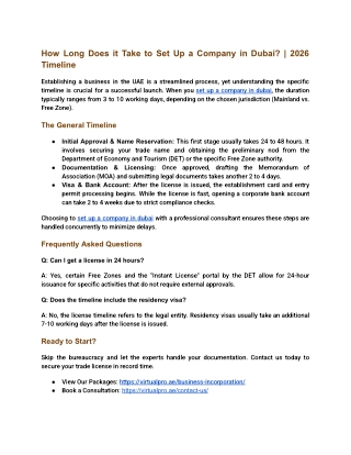 How Long Does it Take to Set Up a Company in Dubai