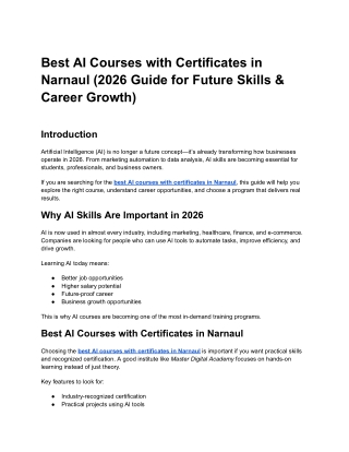 Best AI Courses with Certificates in Narnaul (2026 Guide for Future Skills & Car