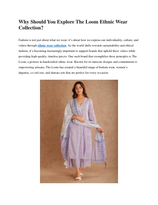 Explore The Loom Ethnic Wear Collection 2026
