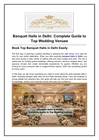 Book Top Banquet Halls in Delhi Easily 2026
