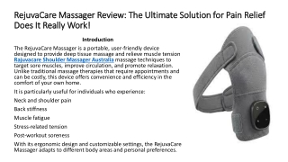 RejuvaCare Massager Review: The Ultimate Solution for Pain Relief Does It Work