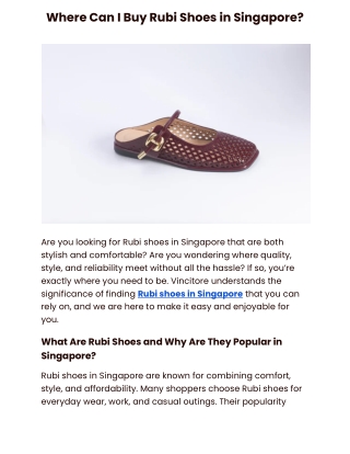Where Can I Buy Rubi Shoes in Singapore?