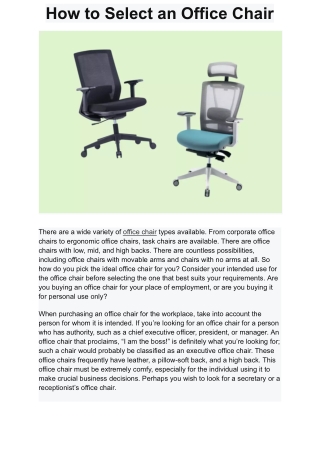 How to Select an Office Chair