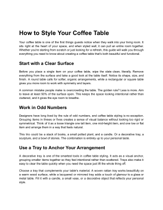 How to Style Your Coffee Table