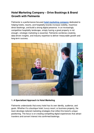 Hotel Marketing Company – Drive Bookings & Brand Growth with Fielmente