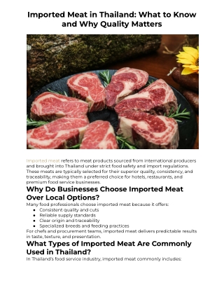 Imported Meat in Thailand: What to Know and Why Quality Matters