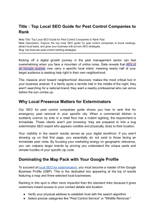Top Local SEO Guide for Pest Control Companies to Rank