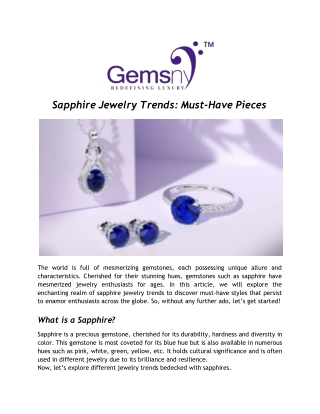 Sapphire Jewelry Trends: Must-Have Pieces