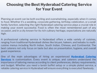 Choosing the Best Hyderabad Catering Service for Your Event