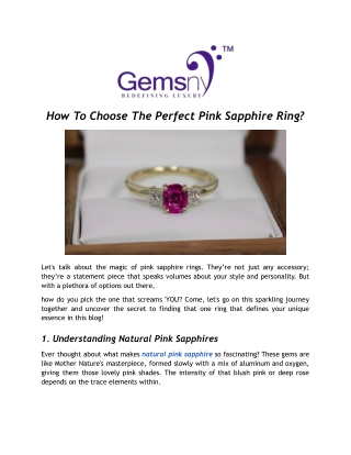 How To Choose The Perfect Pink Sapphire Ring