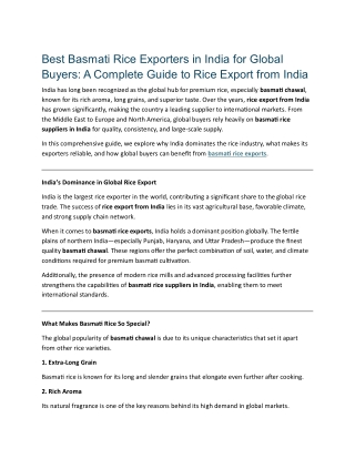Basmati Rice Exporters