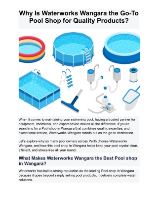 Why Is Waterworks Wangara the Go-To Pool Shop for Quality Products?