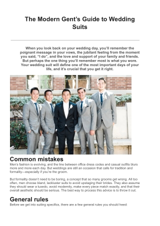 The Modern Gent’s Guide to Wedding Suits